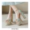Peep Toe Ethnic Floral Pearl with Rhinestones Chunky Heels Ankle Buckle Straps Platforms Pumps - Sky Blue