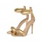 Peep Toe Stiletto Heels Summer Sandals with Back Zipper - Gold
