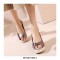 Peep Toe Platforms Backstraps Crocodile Pattern Wedges Sandals - Gun Pink