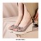 Peep Toe Platforms Backstraps Crocodile Pattern Wedges Sandals - Gun Pink