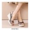 Peep Toe Platforms Backstraps Crocodile Pattern Wedges Sandals - Gun Pink