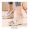 Peep Toe Platforms Backstraps Crocodile Pattern Wedges Sandals - Silver