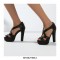 Peep Toe Cuban Heels Platform X Strap Sandals with Back Zipper - Black