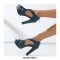 Peep Toe Cuban Heels Platform X Strap Sandals with Back Zipper - Blue