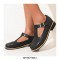 Vintage Rustic Round Toe T Strap Creepers Loafer Oxford Shoes - Black