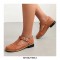 Vintage Rustic Round Toe T Strap Creepers Loafer Oxford Shoes - Chocolate Brown