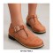 Vintage Rustic Round Toe T Strap Creepers Loafer Oxford Shoes - Chocolate Brown