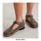 Vintage Rustic Round Toe T Strap Creepers Loafer Oxford Shoes - Sienna Gray