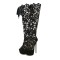 Peep Toe Gladiator Ribbon Lace Up Platforms Stilettos Over the Knees Zipper Boots - Black