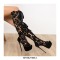 Peep Toe Gladiator Ribbon Lace Up Platforms Stilettos Over the Knees Zipper Boots - Black