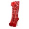 Peep Toe Gladiator Ribbon Lace Up Platforms Stilettos Over the Knees Zipper Boots - Red