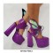 Butterfly Wings Round Toe Ankle LaceUps Chunky Heels Pumps - Purple