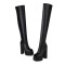 Peep Toe Side Zipper Chunky Heels Platforms Over The Knees Boots - Black