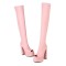Peep Toe Side Zipper Chunky Heels Platforms Over The Knees Boots - Pink