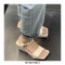 Peep Square Toe Platforms Ankle Buckle Straps  Wedges Venice Sandals - Beige