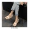 Peep Square Toe Platforms Ankle Buckle Straps  Wedges Venice Sandals - Beige