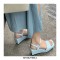 Peep Square Toe Platforms Ankle Buckle Straps  Wedges Venice Sandals - Blue