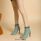 Pointed Toe Houndstooth Pattern Ankle Fashion Straps Ankle High Stiletto Heels Back Zipper Booties - Green