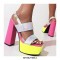 Chunky Heels Peep Toe Platforms Back Straps Sandals - Silver
