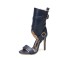 Peep Toe Ankle Decorated Straps Side Zipper Stiletto Heels Summer Spring Booties Sandals - Blue