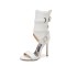 Peep Toe Ankle Decorated Straps Side Zipper Stiletto Heels Summer Spring Booties Sandals - White