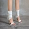 Peep Toe Ankle Decorated Straps Side Zipper Stiletto Heels Summer Spring Booties Sandals - White