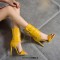 Peep Toe Ankle Decorated Straps Side Zipper Stiletto Heels Summer Spring Booties Sandals - Yellow