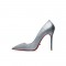 Pointed Toe 4 inches Stiletto Heels Sequins Classic Pumps - Silver Gray