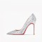 Pointed Toe 4 inches Stiletto Heels Sequins Classic Pumps - Thick Silver