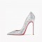 Pointed Toe 5 inches Stiletto Heels Sequins Classic Pumps - Thick Silver