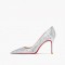 Pointed Toe 3 inches Stiletto Heels Sequins Classic Pumps - Thick Silver