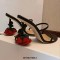 Peep Toe Elegant Rose Stiletto Heels Tango Sandals - Black