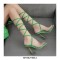 Peep Toe Gladiator Straps Lace Up Transparent Chunky Spike Heels Sandals - Green