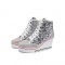 Round Toe Wedges LaceUp Glitter Sequins Sports Shoes - Silver