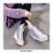 Round Toe Wedges LaceUp Glitter Sequins Sports Shoes - Silver