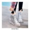 Round Toe Wedges LaceUp Glitter Sequins Sports Shoes - Silver