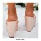 Peep Toe Platforms Golden Chain Decorated Wedges Sandals Slippers - Apricot Tan