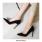 Pointed Toe 3 inches Stiletto Heels Suede Classic Office Wedding Pumps - Black