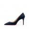 Pointed Toe 3 inches Stiletto Heels Suede Classic Office Wedding Pumps - Navy