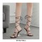 Peep Toe Crosstied Gladiator Straps Lace Up Transparent Chunky Heels Sandals - Black