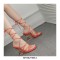 Peep Toe Crosstied Gladiator Straps Lace Up Transparent Chunky Heels Sandals - Orange