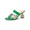 Peep Toe Rhinestones Crocodile Embossed Strange Cube Heels Sandals - Green