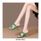 Peep Toe Rhinestones Crocodile Embossed Strange Cube Heels Sandals - Green