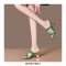 Peep Toe Rhinestones Crocodile Embossed Strange Cube Heels Sandals - Green