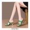 Peep Toe Rhinestones Crocodile Embossed Strange Cube Heels Sandals - Green