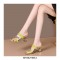 Peep Toe Rhinestones Crocodile Embossed Strange Cube Heels Sandals - Yellow