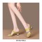 Peep Toe Rhinestones Crocodile Embossed Strange Cube Heels Sandals - Yellow