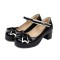 Round Toe Chunky Heels Butterfly Knot 
French Maid Mary Janes Pumps - Black