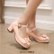 Round Toe Chunky Heels Butterfly Knot 
French Maid Mary Janes Pumps - Pink