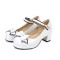 Round Toe Chunky Heels Butterfly Knot 
French Maid Mary Janes Pumps - White